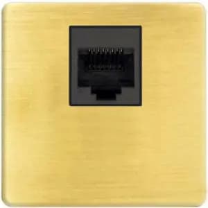 Розетка информационная RJ45 категория 6e чёрная окантовка (Патина блестящая)