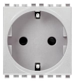 Розетка 2P+T 16A немецкий стандарт, серебро матовое