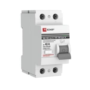 Устройство защитного отключения (УЗО/ВДТ) EKF PROxima ВД-100 - 1P+N - 40A - A - 30mA