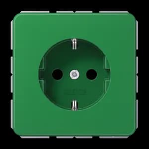 Штепсельная розетка SCHUKO 16A 250V~ с защитой от детей; центральная плата; зеленая