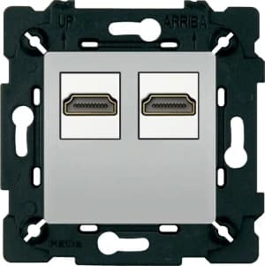 Розетка HDMI двойная (Хром блестящий, белый)