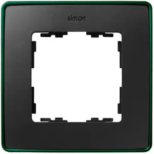 Рамка Simon 82 Detail Цветной Металлизированный, 1 пост (графит с зеленым основанием)