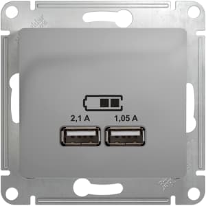 Зарядное устройство USB Schneider, USB-A x 2, 2.1A (Алюминий)