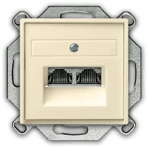 Компьютерная розетка RJ-45 двухместная <br>6 категория Gira System 55(кремовый глянцевый)
