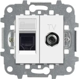 Розетка комбинированная ABB Zenit компьютерная кат. 5Е + TV (Белый)