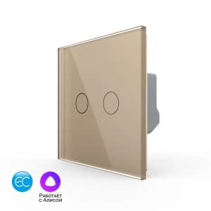 Двухклавишный умный сенсорный выключатель Livolo EC, 1 пост, цвет золотой