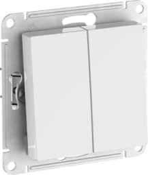 ATLASDESIGN AQUA 2-клавишный ПЕРЕКЛЮЧАТЕЛЬ IP44,сх.6, 10АХ,мех., быстрозажим. клем., БЕЛЫЙ