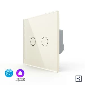 Двухклавишный проходной умный сенсорный выключатель Livolo EC, 1 пост, цвет жемчужный