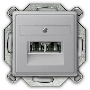 Компьютерная розетка RJ-45 двухместная <br>Gira System 55 с механизмом Jung (серый алюминий)