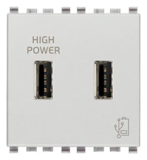 Зарядное устройство с разъемом USB 5V 2,1A, серебро матовое