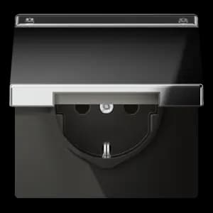 Штепсельная розетка SCHUKO 16A 250V~ с откидной крышкой и полем для надписи; полированный хром