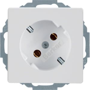 Штепсельная розетка SCHUKO 45° цвет: полярная белизна, с эффектом бархата, Berker Q.1