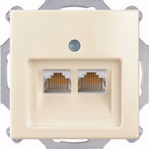 Розетка компьютерная Jung RJ-45 2 выхода с лицевой панелью ABB Basic 55(слоновая кость)