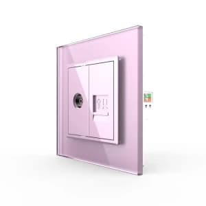 Розетка телевизионная и интернет RJ-45 кат.6 Livolo (Розовый)