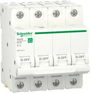 Автоматический выключатель Schneider Resi9 - 4P - 10A - B - 6kA - 4M - 400В