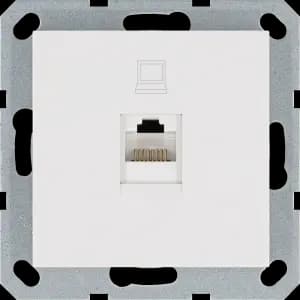 Интернет-розетка RJ45 с накладкой, цвет белый глянцевый