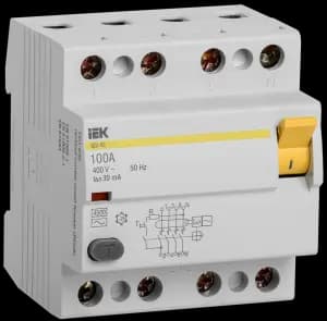 Устройство защитного отключения (УЗО/ВДТ) IEK ВД1-63 - 4P - 100A - AC - 30mA