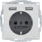 Розетка SCHUKO и 2 USB-розетки для подзарядки, Q.x, цвет: алюминиевый