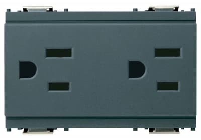 Розетка двойная 2P+T 15A стандарт США/швейцарский стандарт, серая
