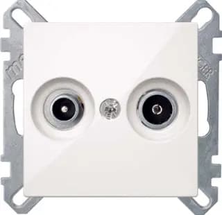 Проходная розетка TV+FM System M (Полярно-белый)