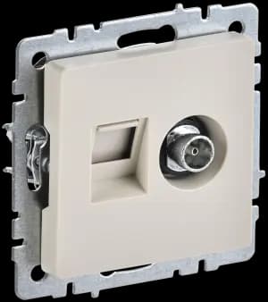 Розетка двойная IEK Brite ТВ + RJ45 кат.5e (Бежевый)
