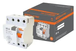 Устройство защитного отключения (УЗО/ВДТ) TDM ВД63 электронное - 3P+N - 63A - AC - 300mA