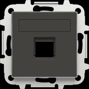 Лицевая панель ABB Sky розетки RJ12/RJ45 со шторками полем для надписи чёрный бархат