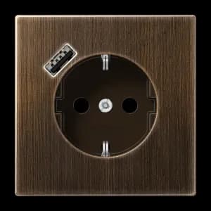 Розетка электрическая Jung со шторками с зарядным устройством USB-A (Антик)