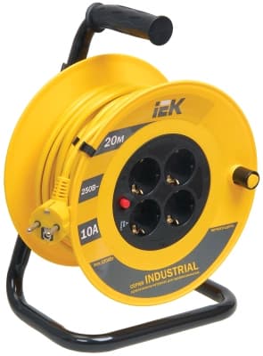 Катушка УК20 с т/з 4 места 2Р+PЕ/20м 3х1,0 мм2 "Industrial"