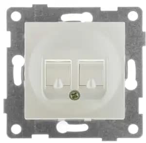 GUSI Ugra МЕХАНИЗМ розетки компьютерной и телефонной (RJ45, RJ12), скрытая установка. Цвет : жемчуг.