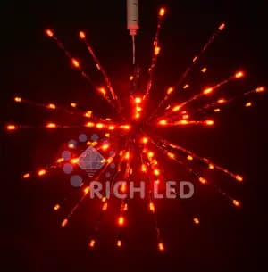 Светодиодный ёжик Rich LED 80 см, мерцающий, красный