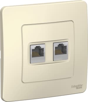 Розетка информационная RJ45 двойная категория 5e (Молочный)