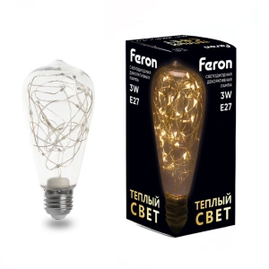 Лампа светодиодная Feron E27 3W 2700K прозрачная LB-380