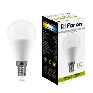 Лампа светодиодная Feron E14 13W 4000K матовая LB-950