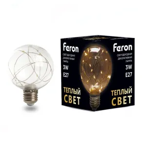 Лампа светодиодная Feron E27 3W 2700K прозрачная LB-381