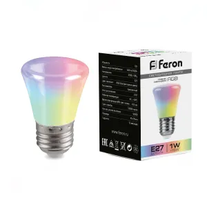 Лампа светодиодная Feron E27 1W RGB матовая LB-372