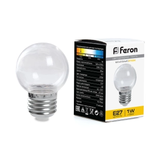 Лампа светодиодная Feron E27 1W 2700K прозрачная LB-37