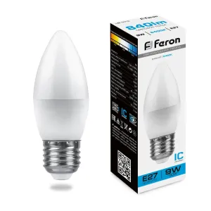 LB-570 (9W) 230V E27 6400K свеча