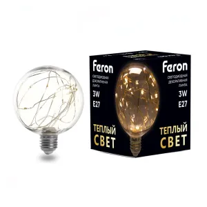 Лампа светодиодная Feron E27 3W 2700K прозрачная LB-382