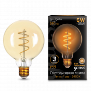  Gauss LED Filament G95 Flexible E27 6W Golden 2400 1/20