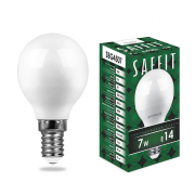 Лампа светодиодная Saffit E14 7W 6400K Шар Матовая SBG4507