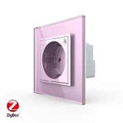 Розетка электрическая ZigBee (Wi-Fi) с заземлением защитными шторками 16A Livolo 1 пост Розовая