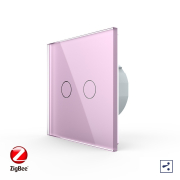 Сенсорный проходной выключатель Livolo ZigBee (Wi-Fi) 2 клавиши 1 пост Розовый