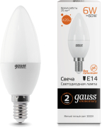 Лампа Gauss Elementary LED свеча 6W E14 2700K