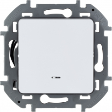 Одноклавишный выключатель с подсветкой/индикацией (Белый)