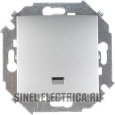Одноклавишный выключатель с подсветкой 16A (Алюминий)