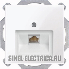 Розетка компьютерная Jung RJ-45 1 выход с лицевой панелью ABB Basic 55 (белый) Розетка компьютерная Jung RJ-45 1 выход с лицевой панелью ABB Basic 55 (белый)