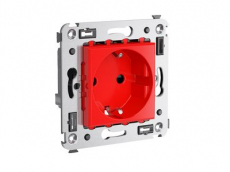 Розетка электрическая ДКС со шторками (Красный квадрат)