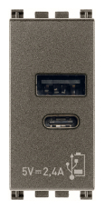     USB A+C 5V 2,4A, 1 ., Metal