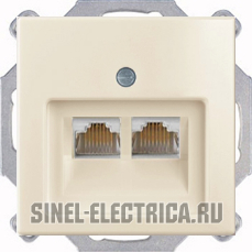 Розетка компьютерная RJ-45 2 выхода ABB Basic 55 (слоновая кость) Розетка компьютерная RJ-45 2 выхода ABB Basic 55 (слоновая кость)